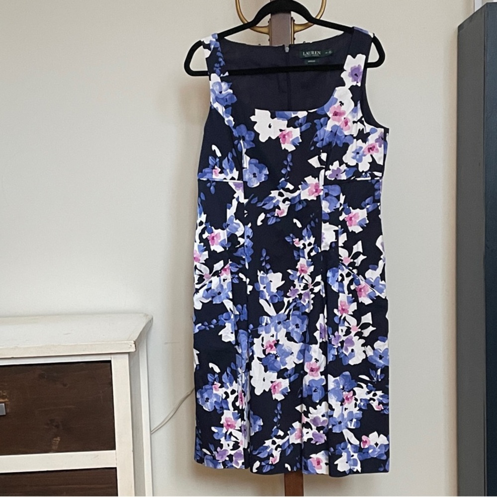 Springtime Dress by Ralph Lauren in Navy, Cobalt, and Pink